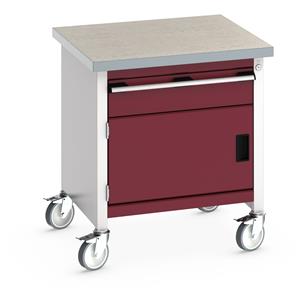 41002090.** Bott Cubio Mobile Storage Workbench 750mm wide x 750mm Deep x 840mm high supplied with a Linoleum worktop (particle board core with grey linoleum surface and plastic edgebanding), 1 x integral storage cupboard (650mm wide x 650mm deep x 350mm high)...